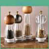 1pcs Pepper Round Manual Head Sea Salt Grinder Acrylic Acacia Wood Grinder Ceramic Core Kitchen Tools