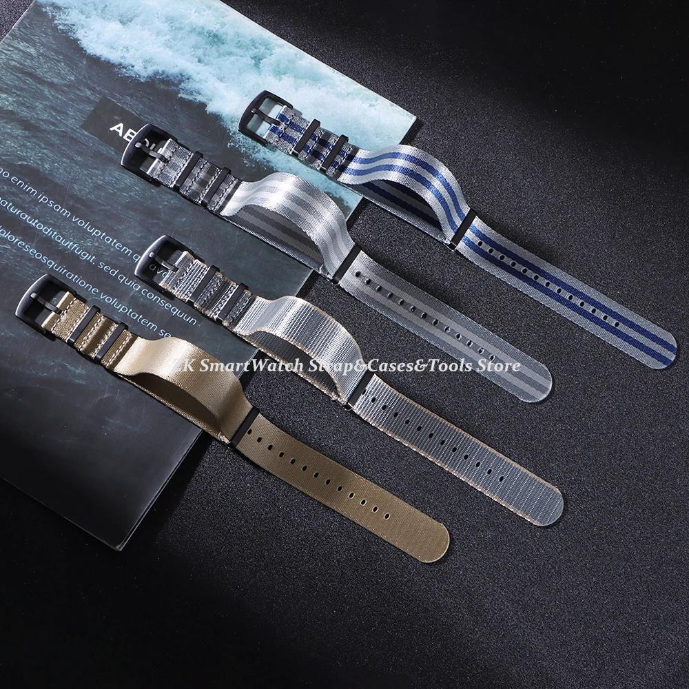 Ribbed Nylon Watchband Nylon Watch Strap 20mm 22mm Watchband Black Buckle Bracelet for Military Sport Watch Band Accessories