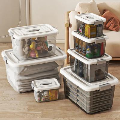 23QT Storage Box with Lid Storage Containers Household Reinforced High Load-bearing Transparent Visible Sealed Stable StorageBox