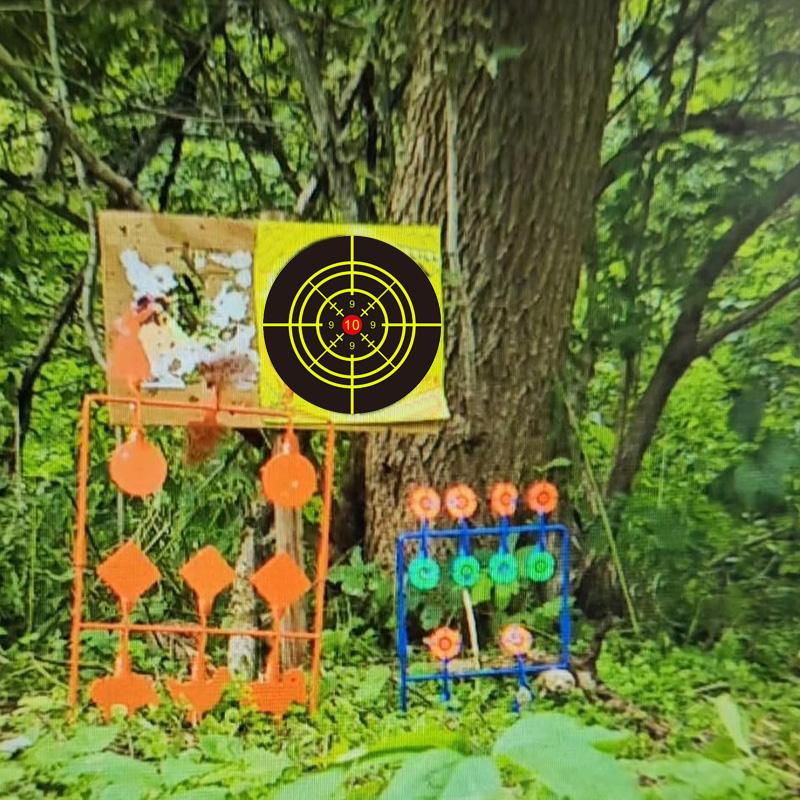 10pcs/set Self-Adhesive Splash Target Stickers Yellow Fluorescent Shooting Range Practice Targets for Gun Reaction Training
