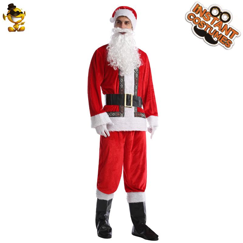 Santa costume, golden Santa suit, red suit, Christmas stage performance costume