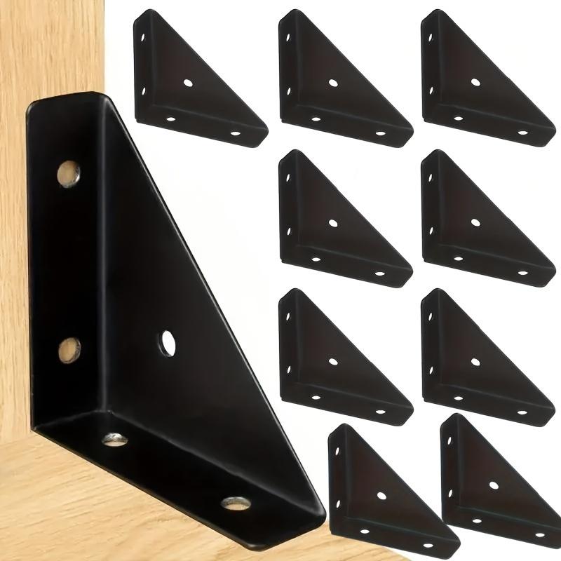 10pcs Heavy-Duty Iron L-Brackets: 90 Degree Angle Support, 1.3mm Thick Corner Braces for Durable Furniture Reinforcement, Screwless Design