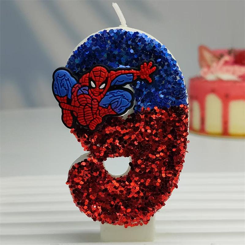 Creative Design Spider-Man Digital Birthday Candle Cake Party Decoration Handmade Cool Doll Birthday Candle