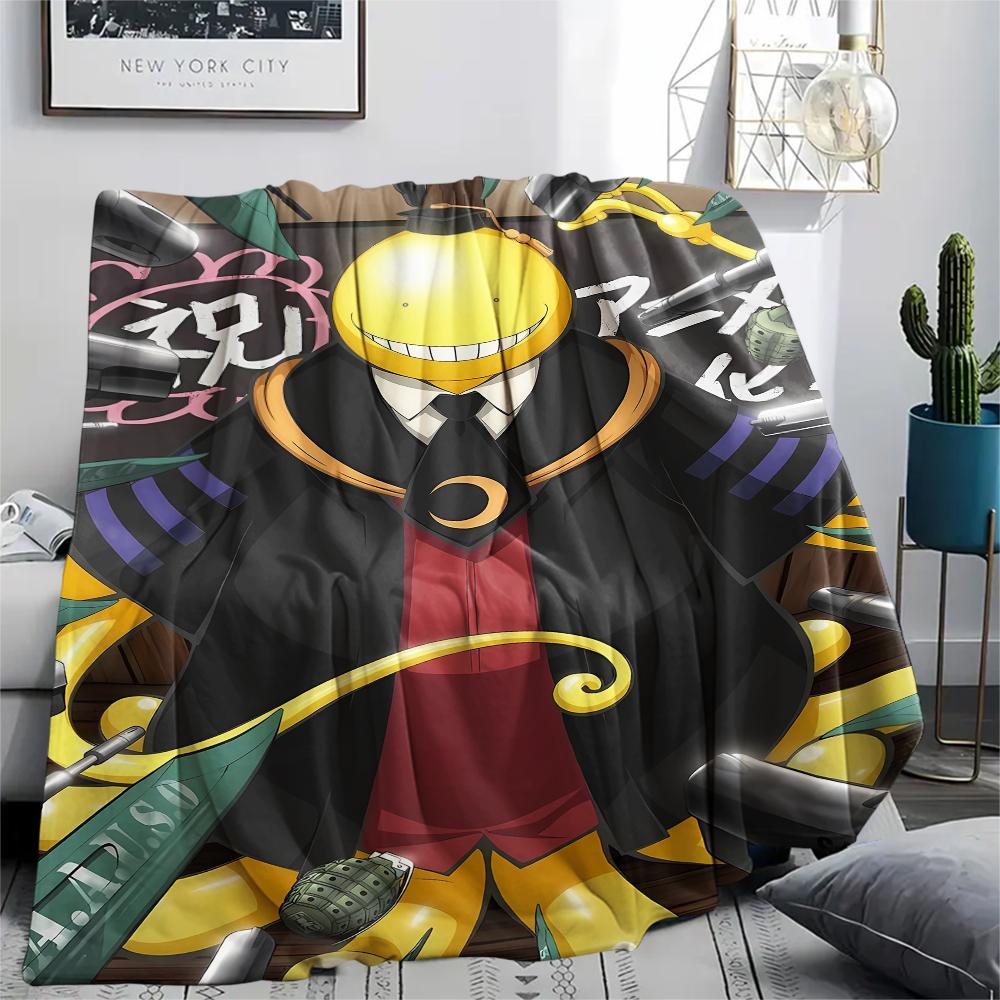 1 szt. Koc flanelowy z nadrukiem z Ansatsu Kyōshitsu, Wysoka jakość, Na wszystkie pory roku, Wystrój domu, Ciepło i komfort, Idealny na prezenty świąteczne