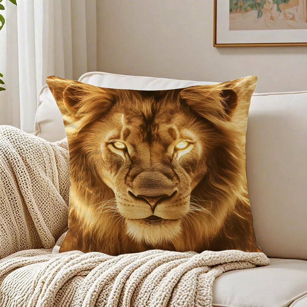Cool Anime Lion Pillow Case Organic Short Plush Cushion Covers Breathable Washable WrinkleResistant