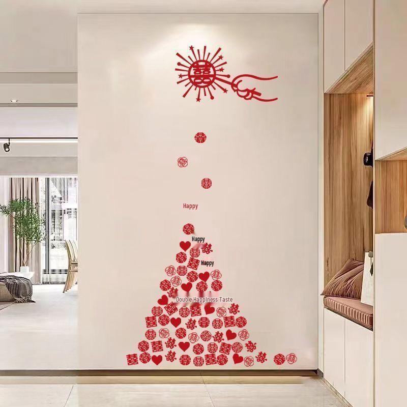 Newlywed Xi Character Sticker Set for Wedding Room and Door Décor