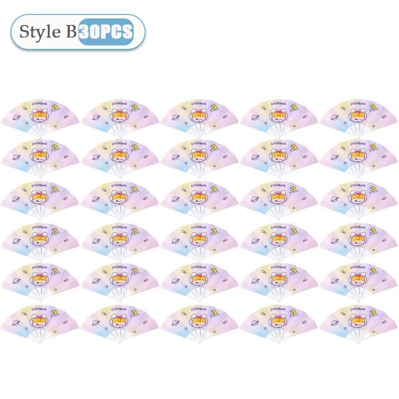 1-50PCS Summer Cute Cartoon Folding 7-fold Fan Portable Hand Held Fan Plastic Cartoon Folding Fan Cute Home Decoration As Gifts