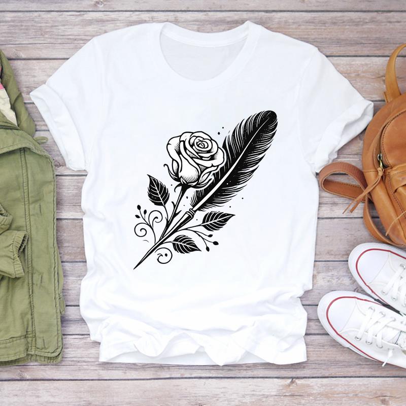 (Asian Size) trend love cute Lady Female Casual T Shirt Printed Clothing Top Fashion Short Sleeve T-shirts Women Graphic Tee