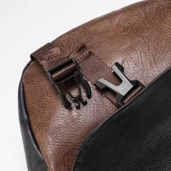 Retro Messenger Bag Men Color Block Crossbody Bag Faux Leather Shoulder