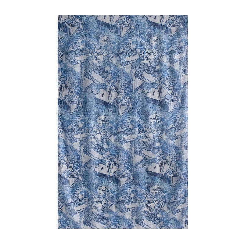 Spring and summer long strip 100% mulberry silk scarf blue silk scarf high literary sense sun protection large shawl thin