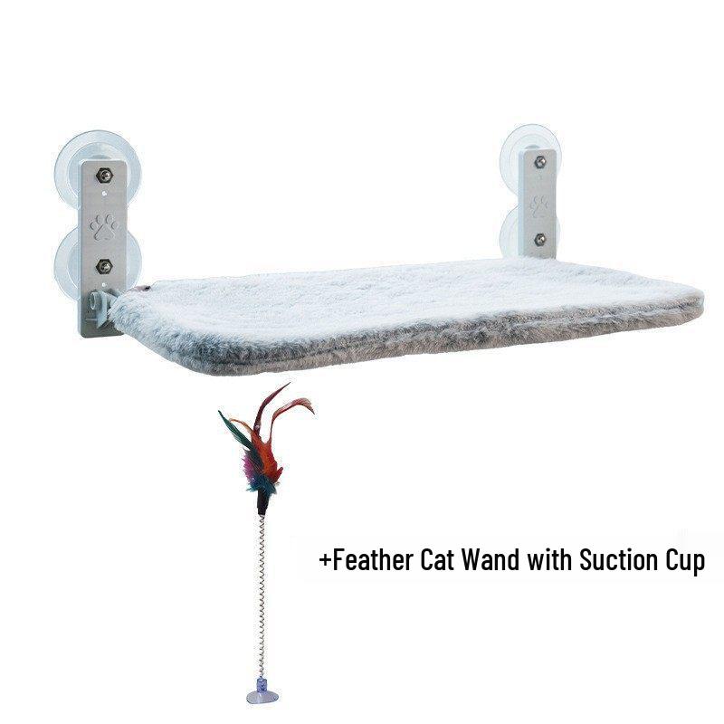 ערסל חתול לשיזוף: מיטה עם כוס יניקה לחלון לחתולים