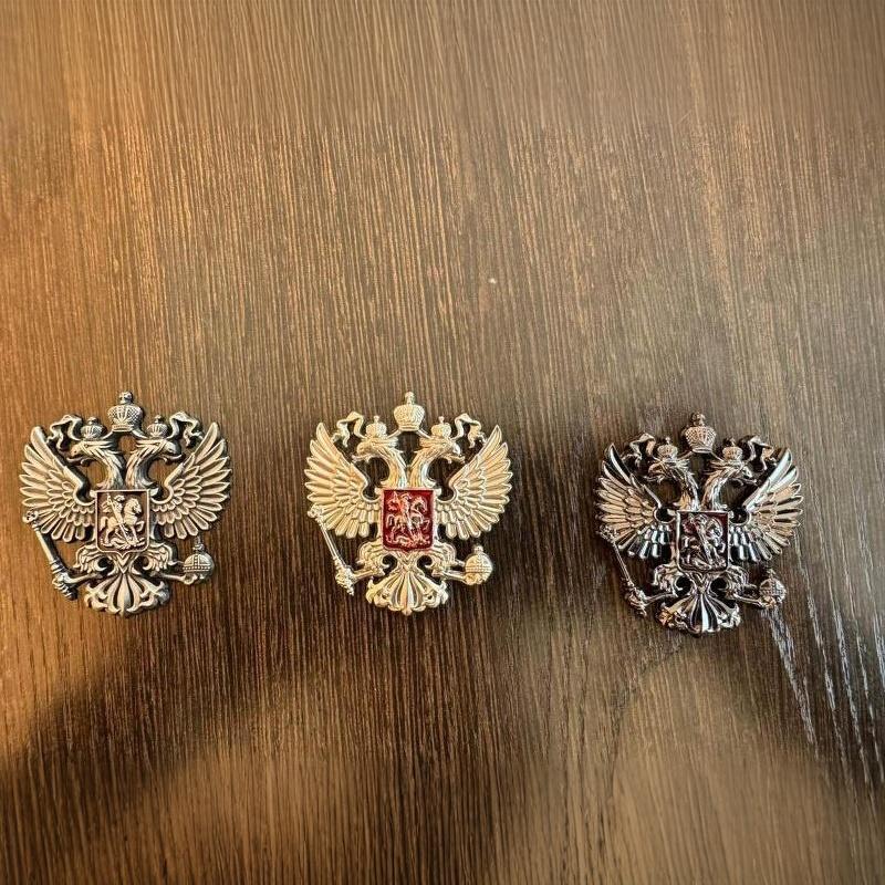 1 stk Mindemærke Emblemer Rusland Dobbelt Hovedet Ørn Nationalt Emblem Metal Broche Diy Jakkesæt Skjorte Krave Dekoration Pins Smykker Håndværk