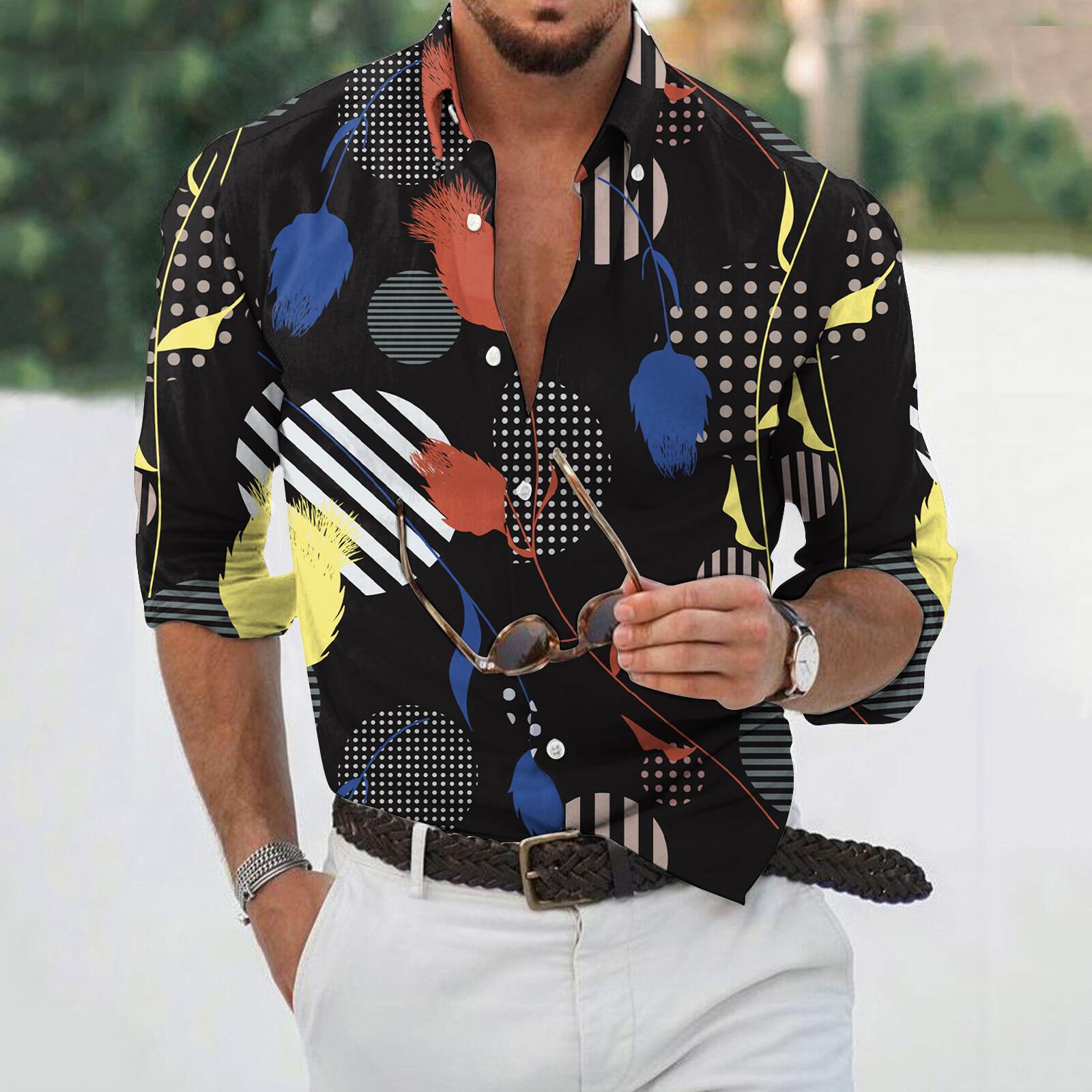 

Дизайнерская весна-лето мужская повседневная 3D-хэллоуинская печать Гавайская рубашка Блузка Рубашки с длинным рукавом XXXL чёрный