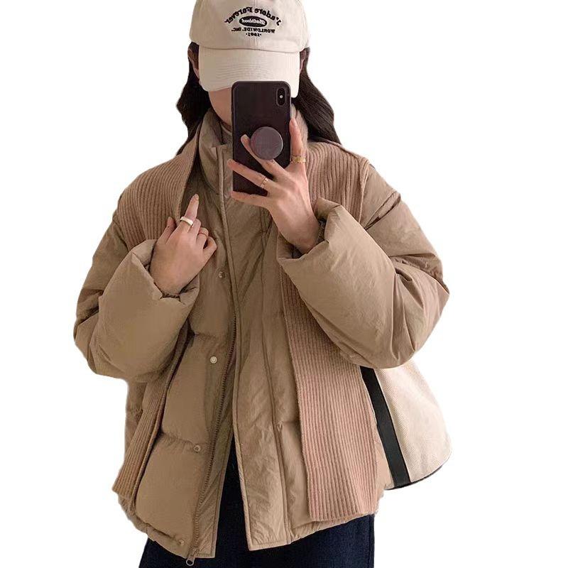 Winter new shawl small down cotton clothes women's short stand-up collar thickened solid color bread clothes jacket