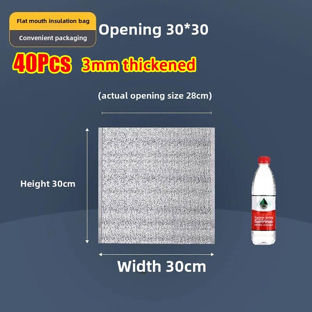 40Pcs/Pack 3mm Thickened Aluminum Foil Bag Food Thermal with Closure Insulation Bag Ice Cold Warm Cooler Bag Delivery Carrier