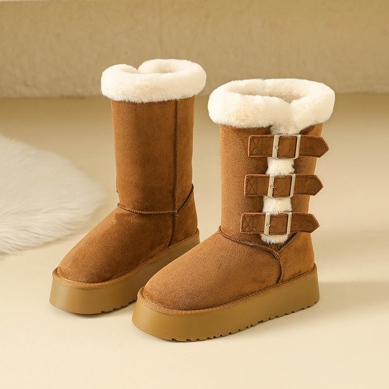 

Women s fashion lightweight winter warm snow boots a foot stirrups fur integration non-slip leisure sports cotton boots 40