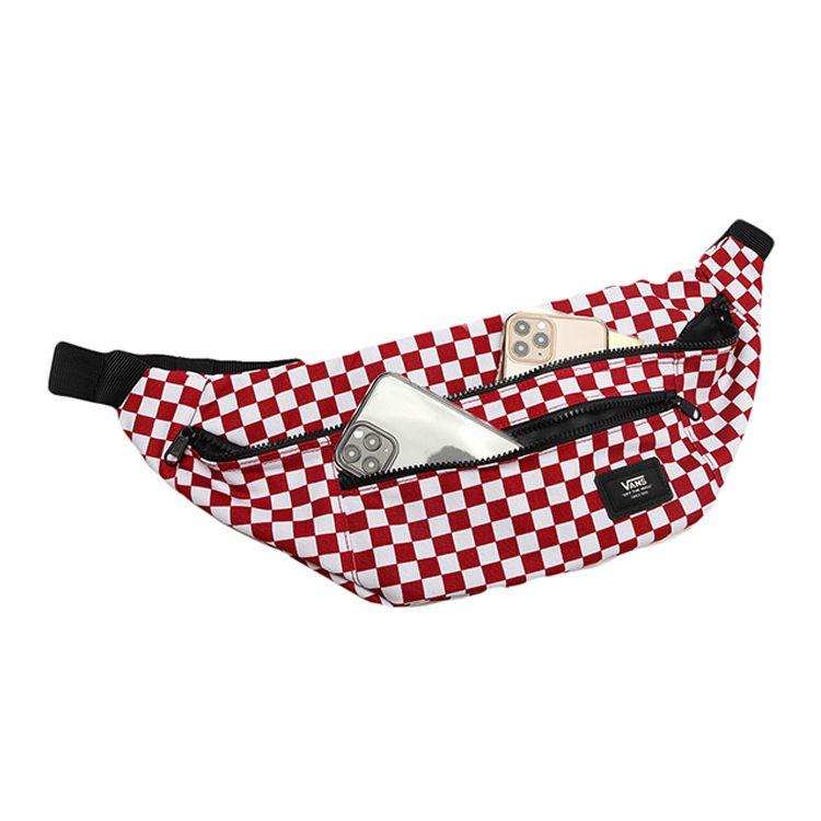 Vans Classic Checkerboard Casual Canvas Waist Bag Unisex bags Red White VN0A2ZXXRLM