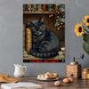 Vintage Sleeping Cat Antique Posters Canvas Printing Stack Books Lazy Cat Bookish Wall Art Picture for Library Home Room Decor