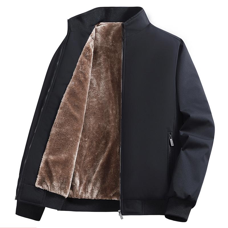 Middle-aged and elderly men's fleece thickened dad jacket