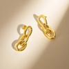 Boucle d'oreille pendant à maillons épais symétriques, Boucle d'oreille géométrique en acier inoxydable pour femmes, Bijoux minimalistes étanches