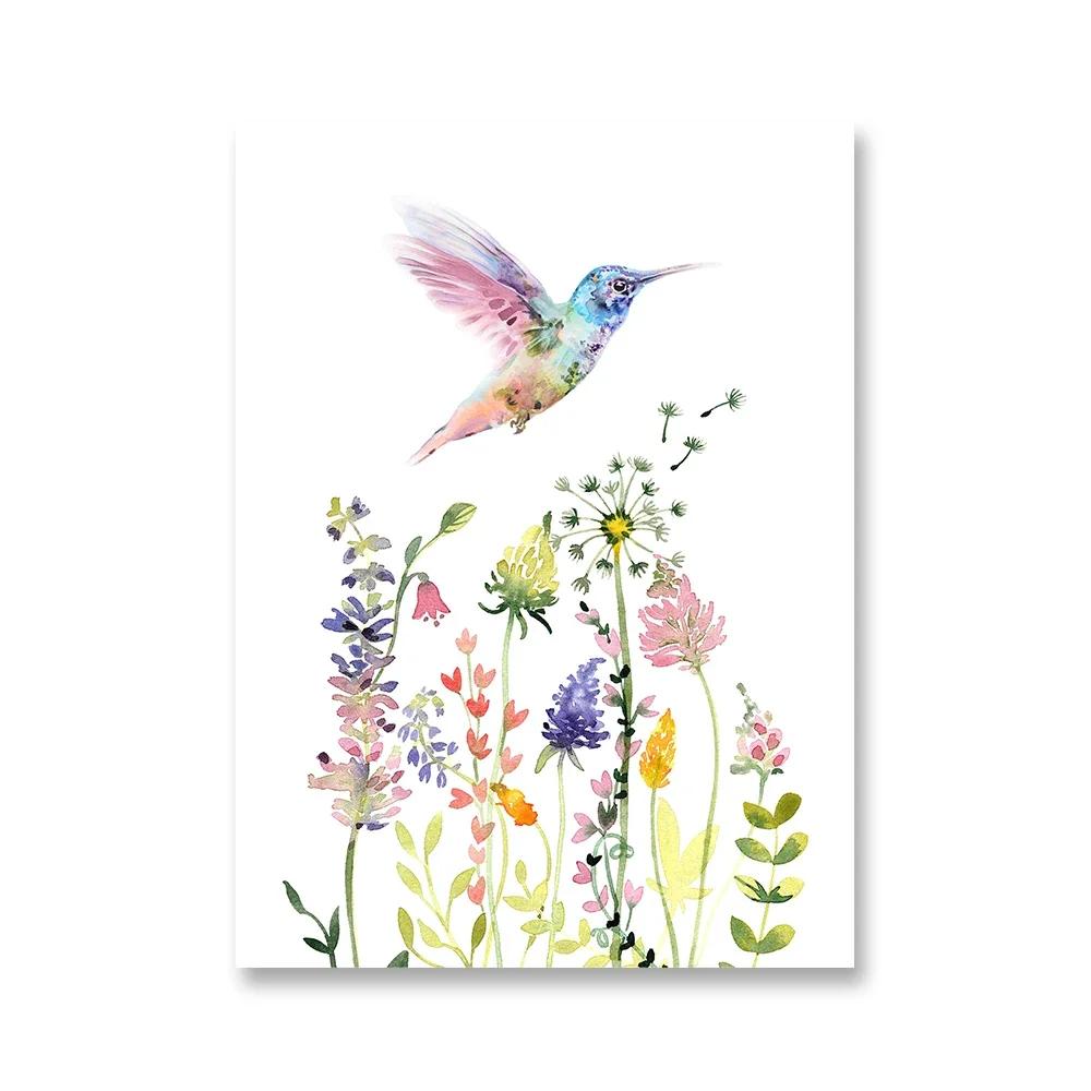 Watercolor Wildflower Flower Poster Colorful Floral Prints Plant Wall Art Canvas Painting Wall Pictures for Living Room Decor