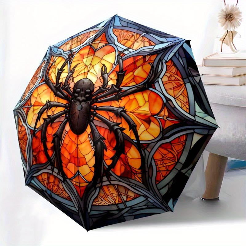 Stained Glass Spider Window Panel - Decorative Artwork for Home or Office Umbrella Day Gift Y233