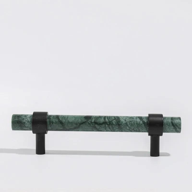 Grüner Schrank Marmorgriff Schwarze Messingbeschläge Kleiderschrankgriff Naturstein Schubladenknöpfe Möbel Stangengriff