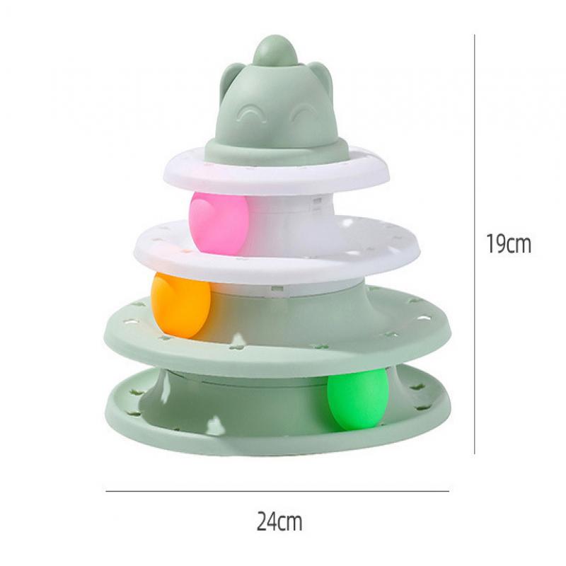 Torre giocattolo per gatti a 4 livelli, giradischi, palline a rulli, giocattoli interattivi, intelligenza, pista di allenamento, puzzle, giochi divertenti, accessori