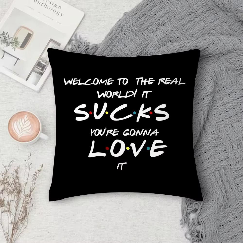 1Pc Vintage Friends Tv Series Pillow Cover, 2D Double-Sided Polyester Cushion Case, Iconic Quotes & Character Decor, Perfect Gif