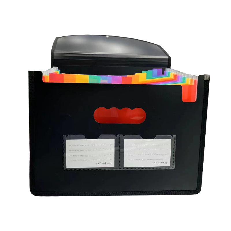 A4 Accordion File Folder with 25 Pockets, Color Inner Pages, and Lanyard Flap (PP Material)