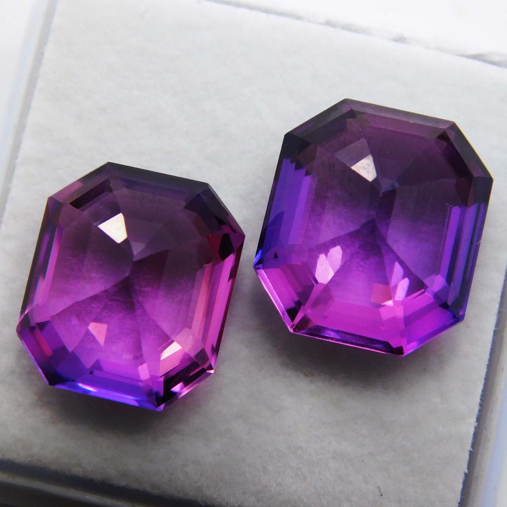 Natural Color Change Alexandrite 15 Ct Emerald Cut Pair Certified Gemstone