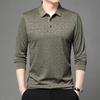 Mens Long Sleeve Jacquard Polo Shirt Business Casual Spring Autumn Top