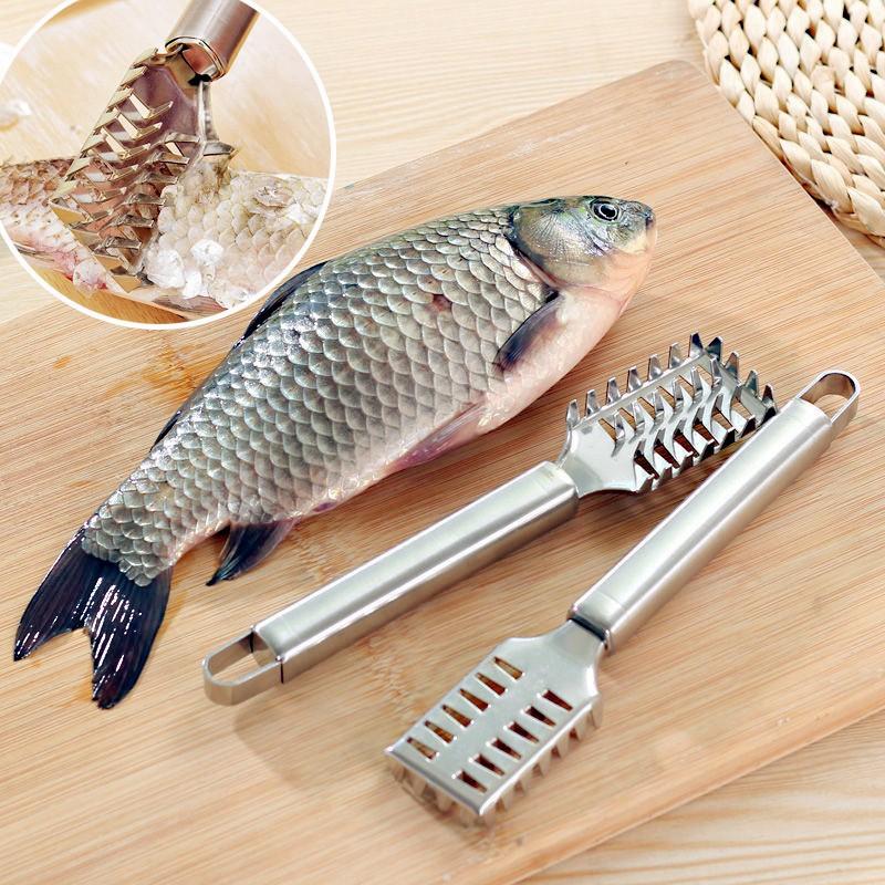 1PC Stainless Steel Fish Scale Knife Scale Scraper Sawtooth Scraping Boning Filleting Cut Scrape Dig Maw Knife Fish Killing Tool