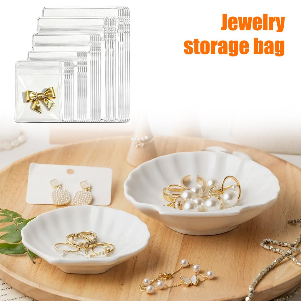 50pcs Clear Resealable Jewelry Bags Multipurpose Zippers Bags for Jewelry Protective Moisture Proof Travel Accessories