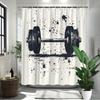 Gym Barbell Shower Curtain Black White Design Fitness Theme Waterproof Fabric Modern Bathroom Decor For Men