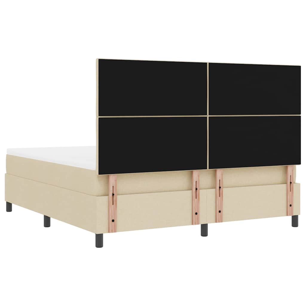 Box Spring Bed with Headboard Cream 180 x 200 cm Fabric