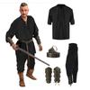 4 Pcs Halloween Men's Renaissance Costume Set Medieval Pirate Shirt Ankle Banded Pants Viking Belt Accessories