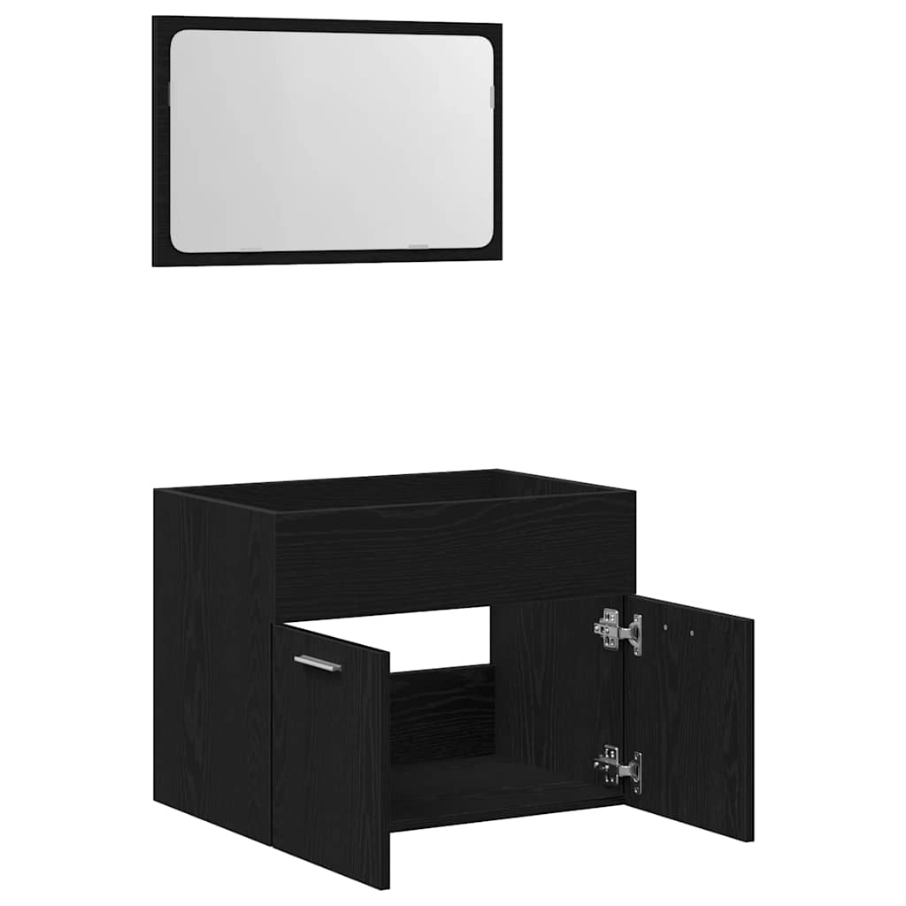 2 Piece Bathroom Furniture Set Black Oak Effect Particleboard