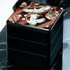 J-kitchens Lacquerware Jubako Box, 3 Tiers, 7.5 Inch, Deep, Black Temari Crane Design, 22cm, Resin, Made in Japan