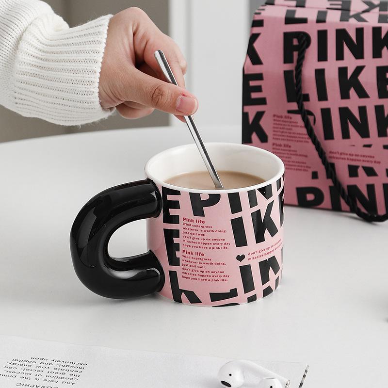 Hochwertige kreative Keramiktasse Kaffeetasse Aktivitätssouvenir Ins Fengshui-Tasse Geschenkbox-Set