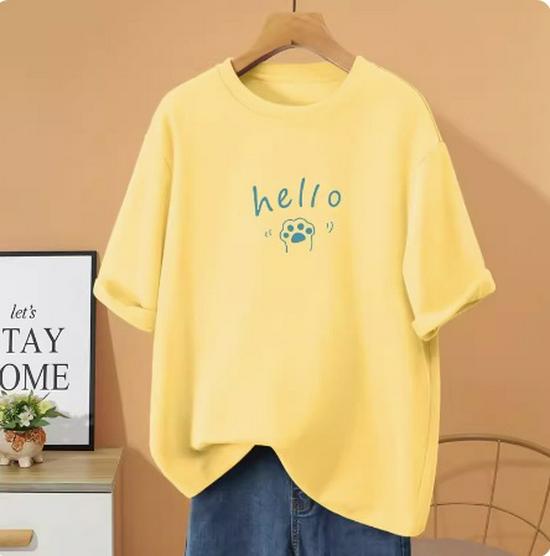 

2024 Европейская женская футболка оверсайз с коротким рукавом средней длины: Универсальный тренд Весна/Лето с круглым вырезом XX-Large жёлтый