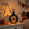 LED Decorative Flame Light Halloween Retro Pumpkin Lantern, Electronic Candle Light, Vintage Festive Lighting Handheld Lamp for Bar Haunted