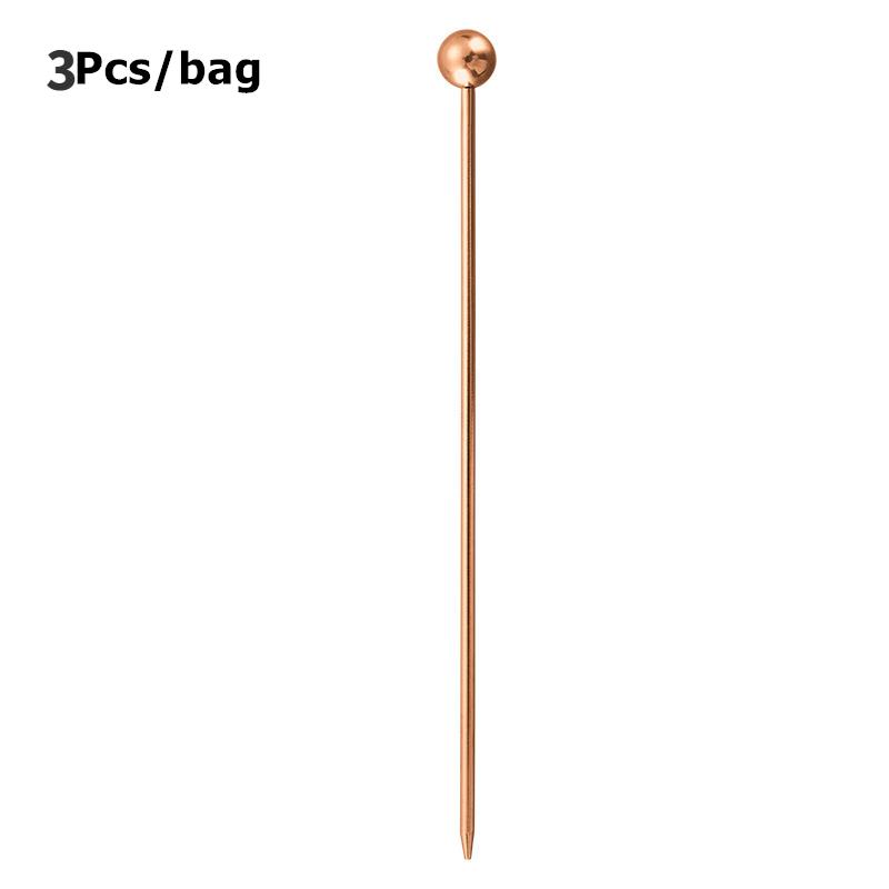 3PCS Stainless Steel Cocktail Sticks Fruit Sticks Reusable Drink Picks Toothpicks Drinks Creativity Decorate Fruit Tableware