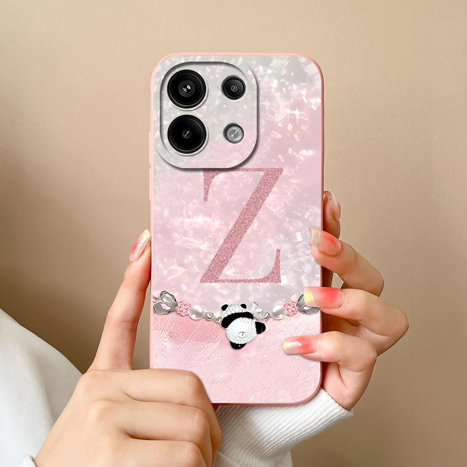 

For Redmi Note 13 Pro 4G 5G Case Cute Panda Letters Back Cover For Xiaomi Redmi Note13 Pro Plus Soft Liquid Silicone Phone Cases Note 13 Pro (4G)