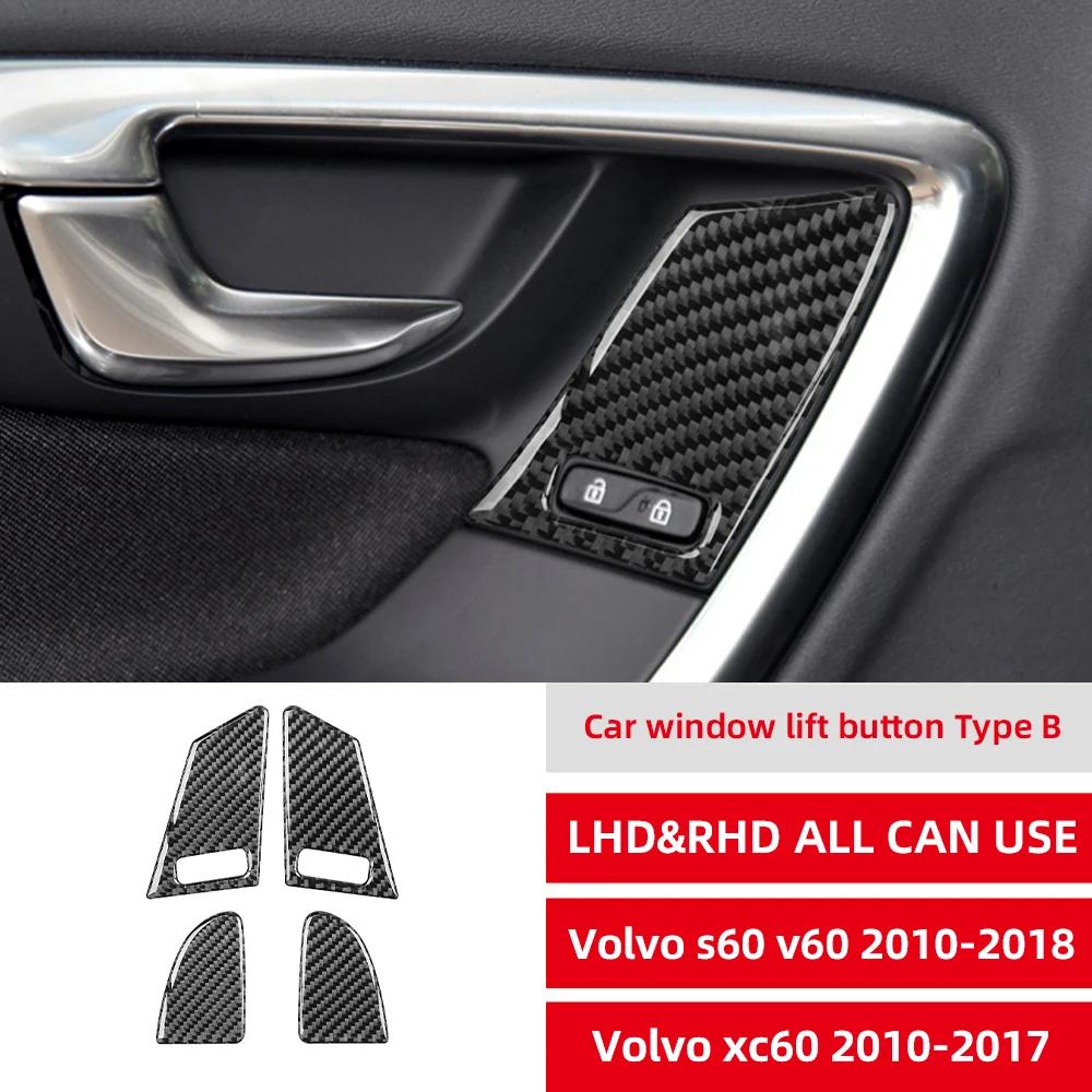 For XC60 2010-2017 Car Window Switch Lifter Button Frame Panel Cover Sticker Carbon Fiber Interior For Volvo S60 V60 2010-2018