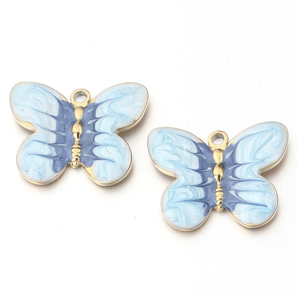 2Pcs/lot Colorful Butterfly Charms Pendant Stainless Steel Oil Drop Charms DIY Necklace Bracelet for Jewelry Making Accessories