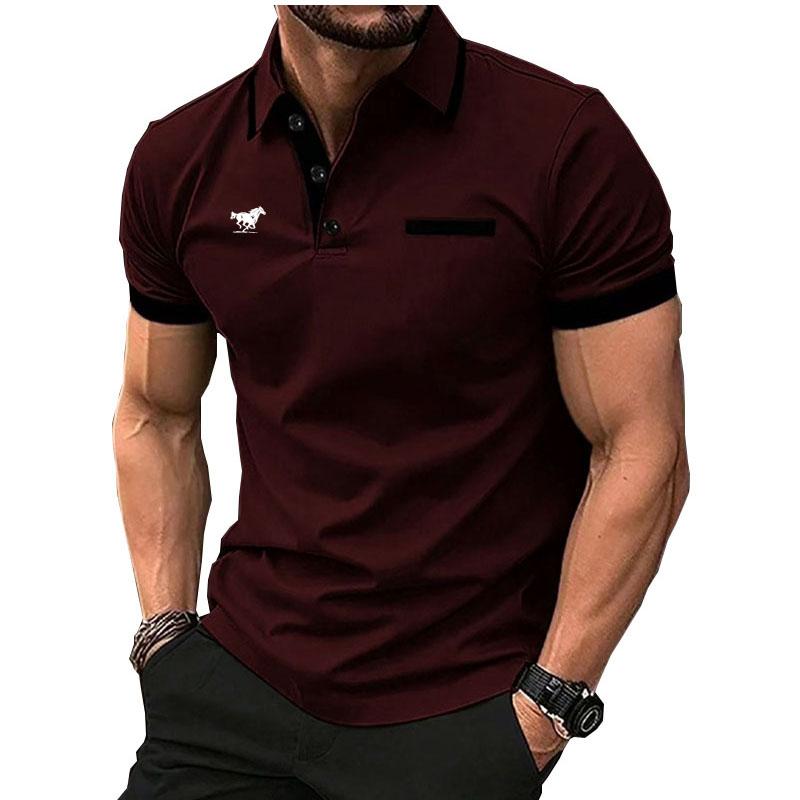 

Летний активный отдых Повседневный удобный короткий рукав рубашки поло с 3D цифровой печатью Быстросохнущий мужской популярный топ 3XL вино красного