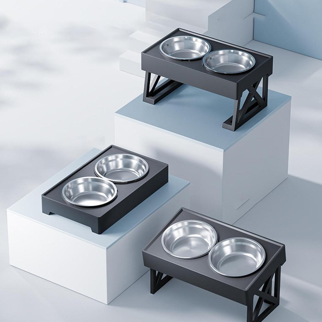 Feeding Station With Double Bowls And Water Bottle Conveniently Designed For Cats And Dogs Feeding Needs Pets Safety.