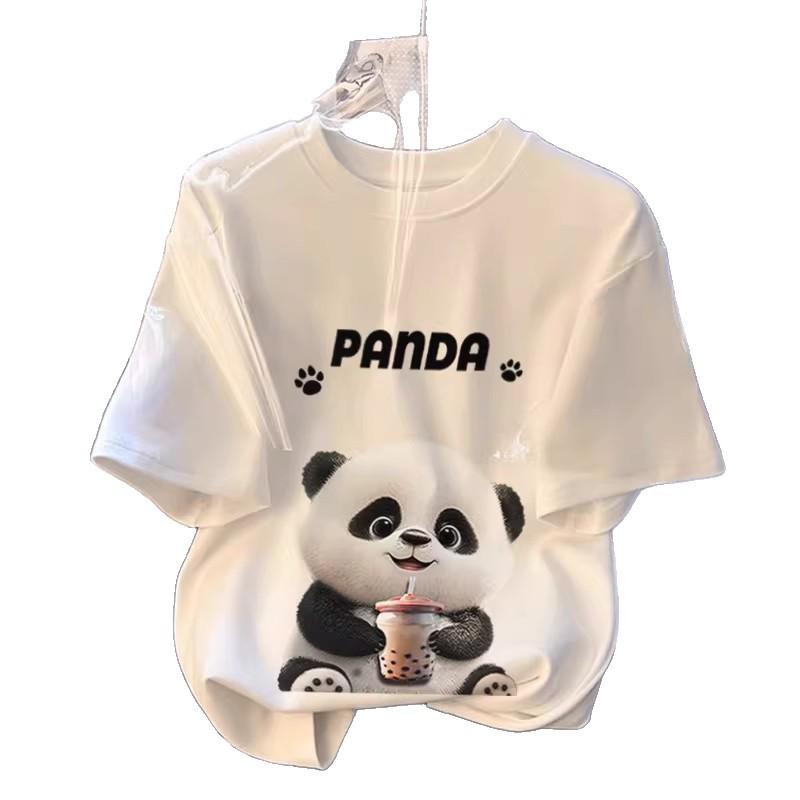 2026 Summer Cartoon Panda Casual Women’s Loose Short-Sleeve T-Shirt