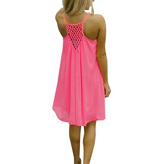 Sexy Women's Summer Casual Sleeveless Strap Backless Beach Dress for Evening Party